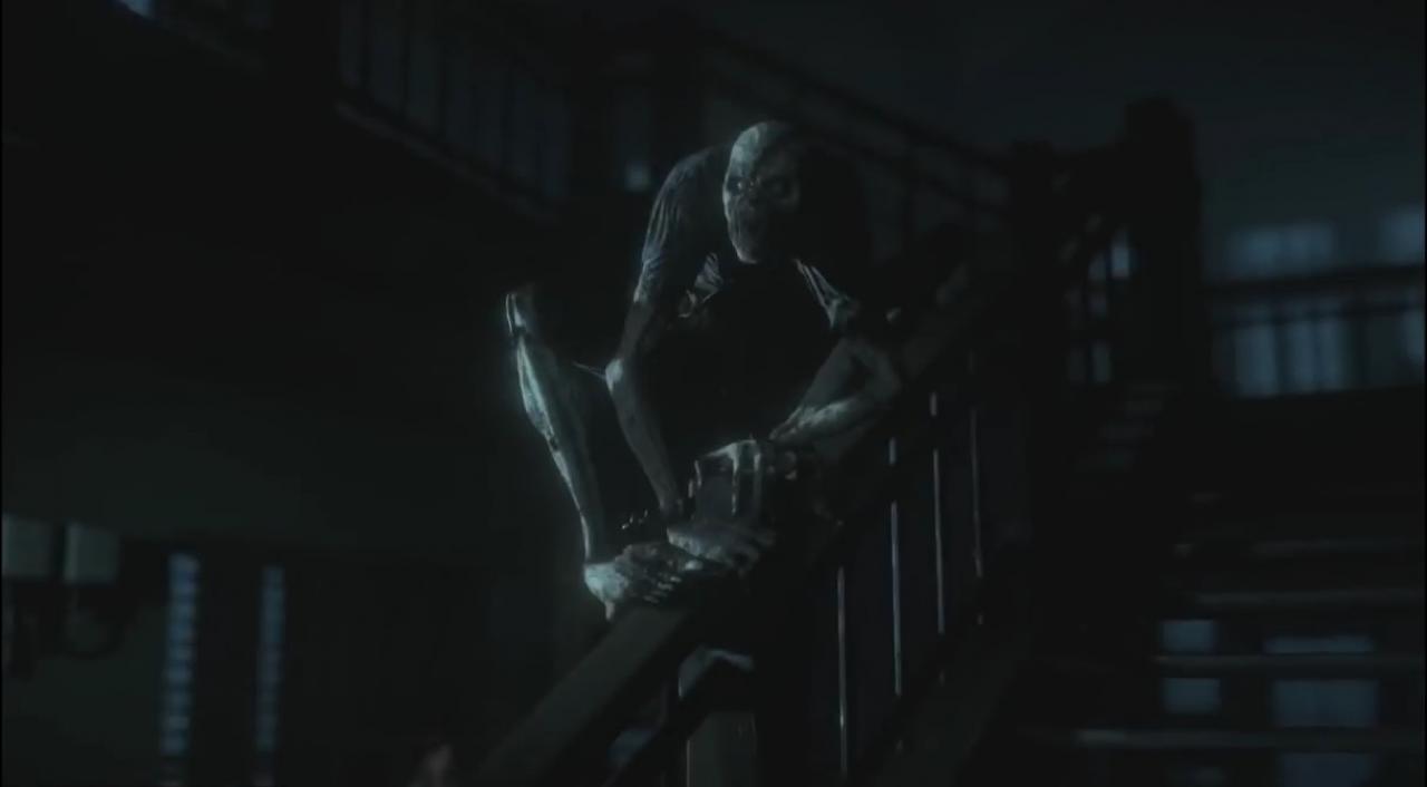 [26/10/2015] Der Wendigo in Until Dawn entstammt der nordamerikanischen Mythologie. Wie sich im Verlauf des Spiels herausstellt, waren die Wendigos selbst einmal Menschen und verwandelten sich durch Kannibalismus in die grauenhaften Kreaturen.