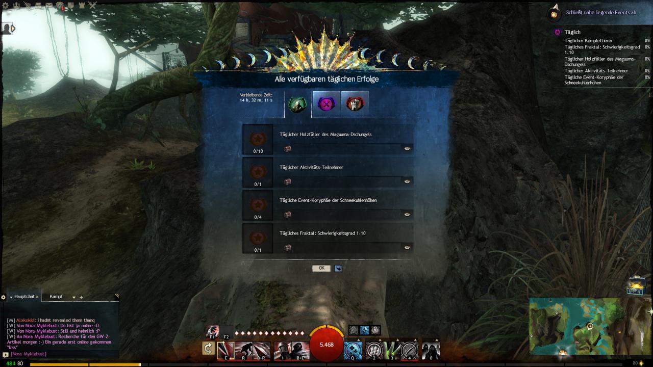 [23/10/2015] Einsteiger-Guide für Guild Wars 2: Meistert drei der täglichen Aufgaben, um euch Erfolgspunkte zu erspielen.