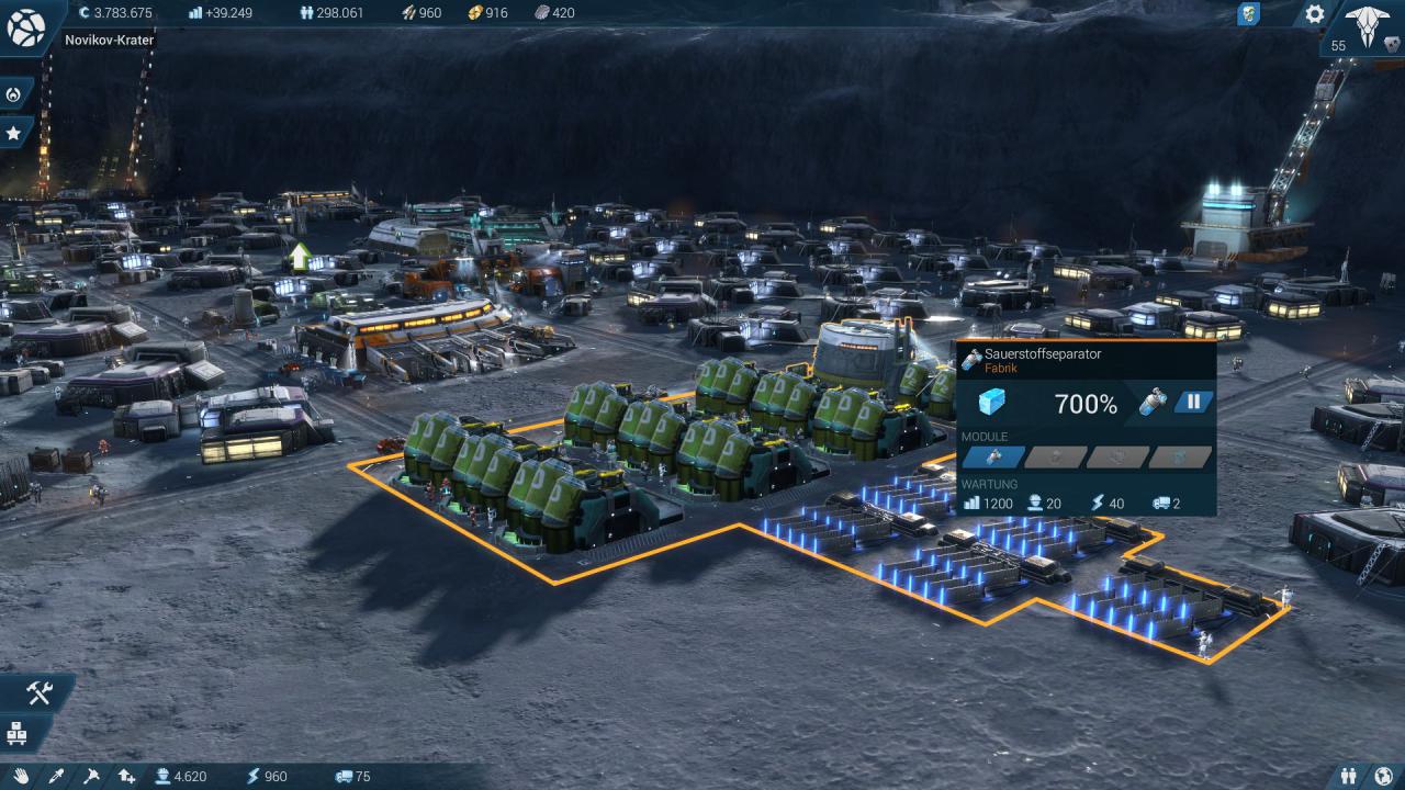 [02/11/2015] Anno 2205: Der Sauerstoffseparator liefert das für die Mondbewohner überlebenswichtige Atemgas.