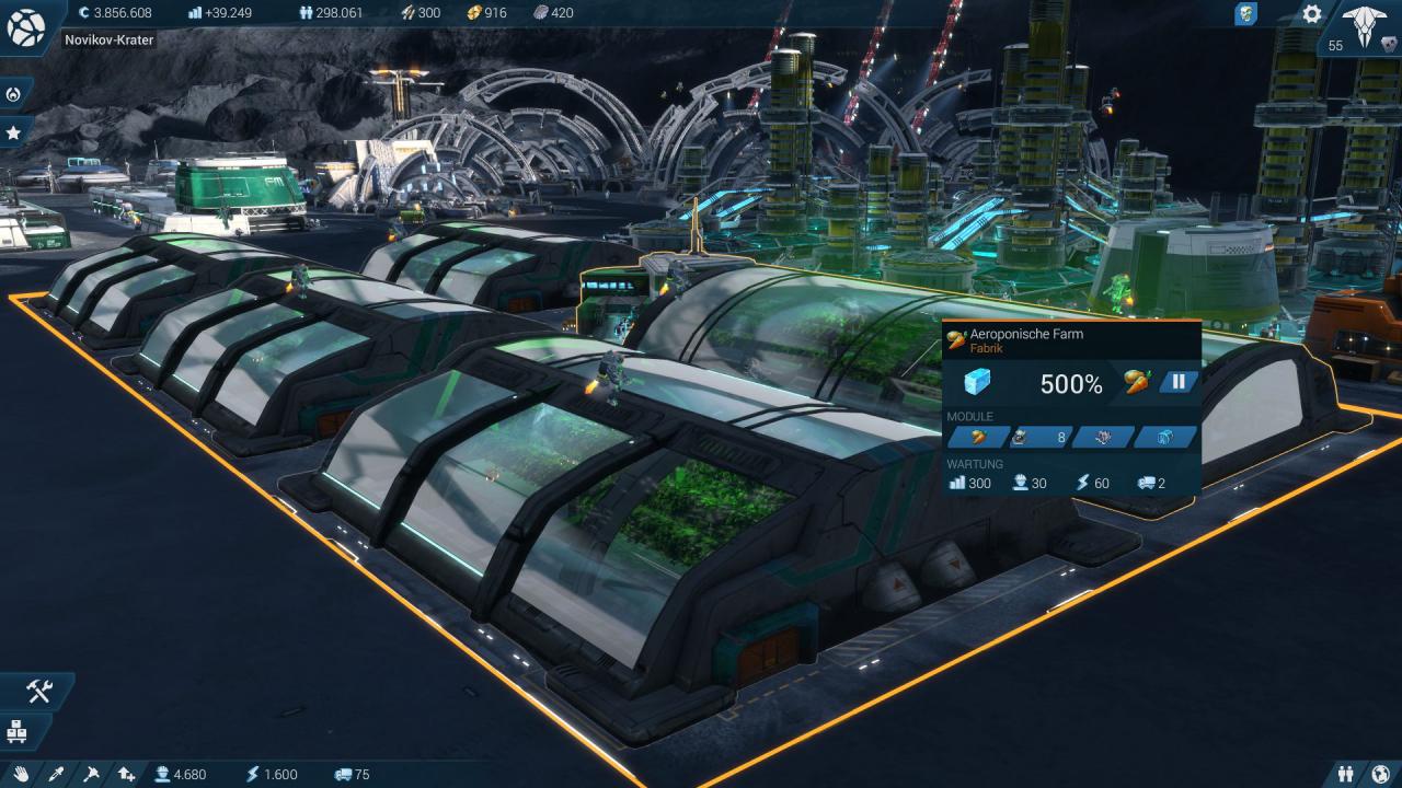 [02/11/2015] Anno 2205: In Gewächshäusern auf dem Mond produzieren wir unser Gemüse, um damit die Kombüse zu beliefern.