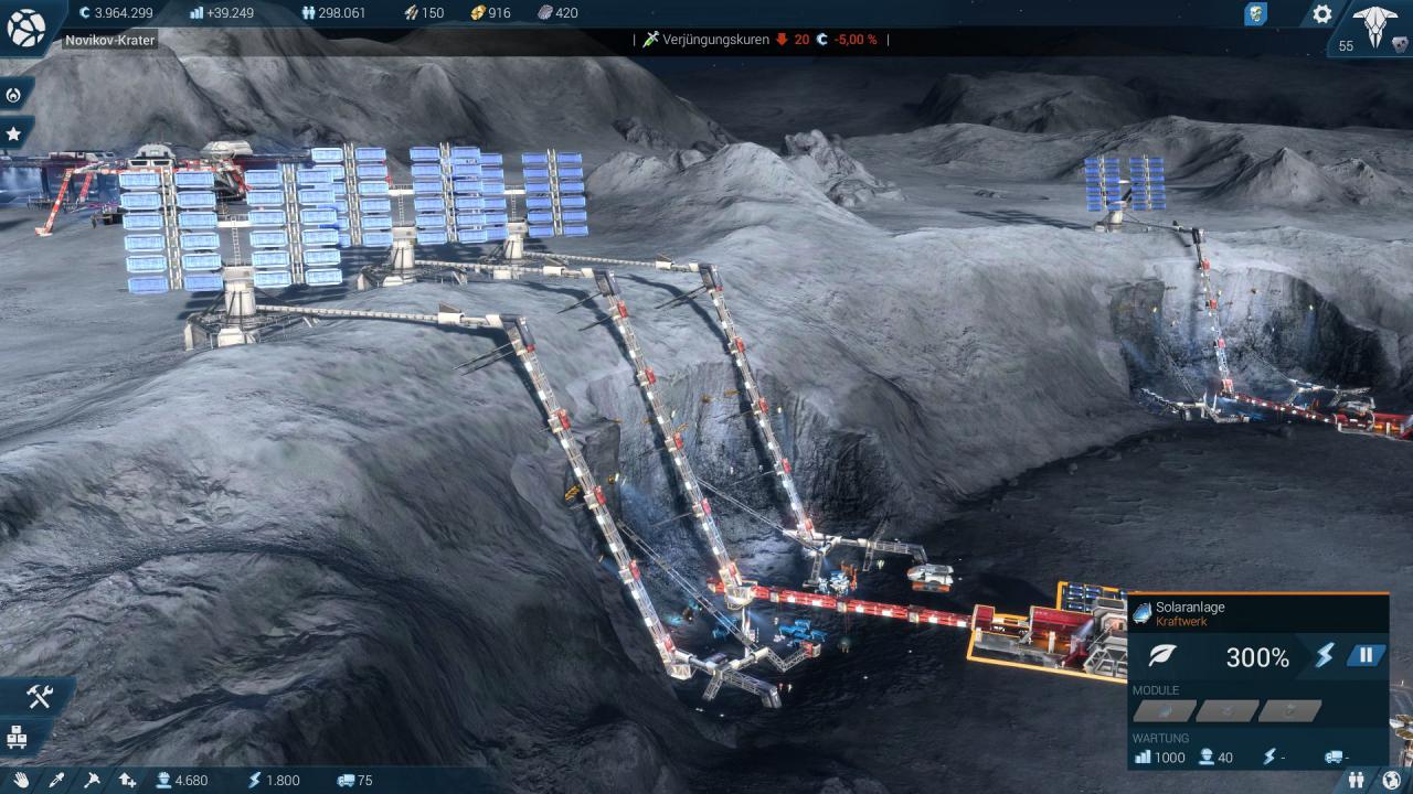 [02/11/2015] Anno 2205: Eine Solaranlage beliefert uns mit der dringend benötigten Energie für unsere Mond-Betriebe.