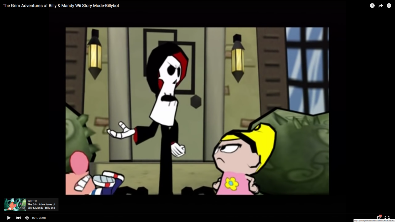 [27/12/2015] In The Grim Adventures of Billy and Mandy erleben Billy und Mandy Abenteuer mit Grim dem Sensenmann. Das Trio verschlägt es unter anderem in die Unterwelt und in ein Kürbisfeld.