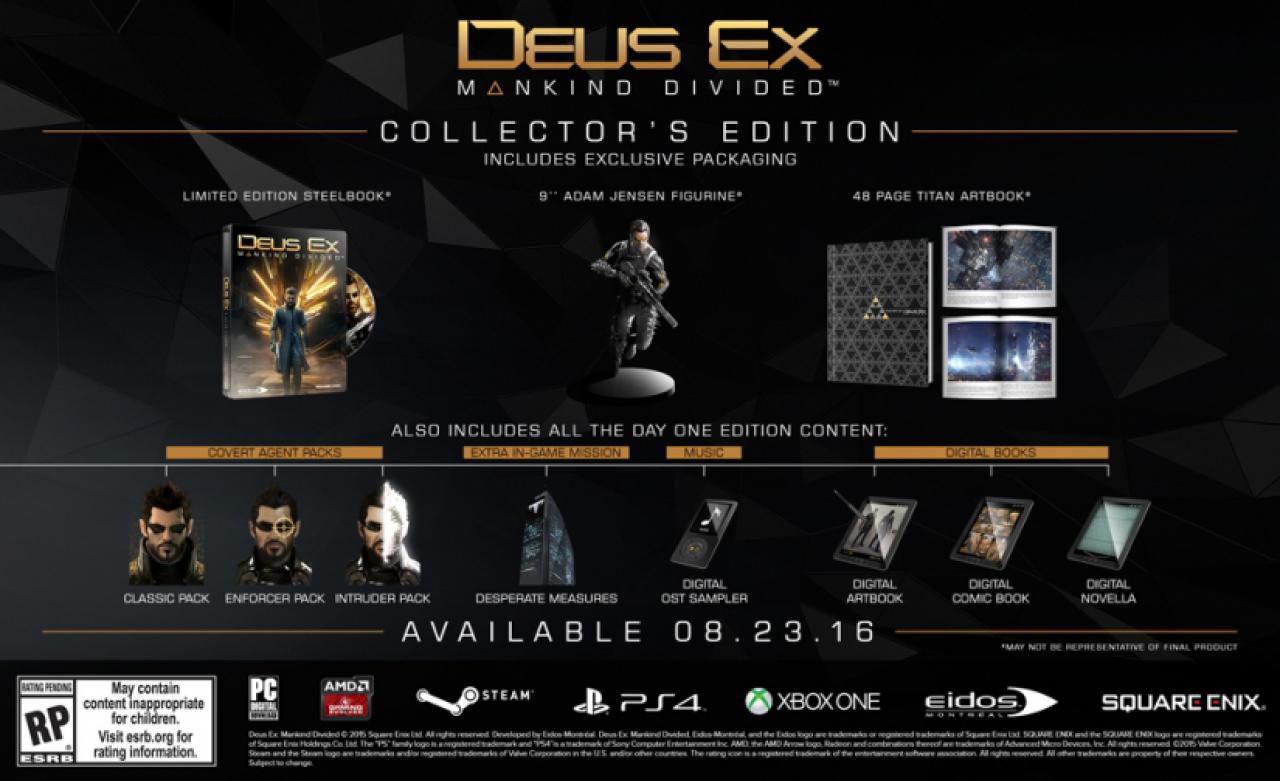 [30/12/2015] Alle Inhalte der Collector's Edition von Deus Ex 4 im Bild.