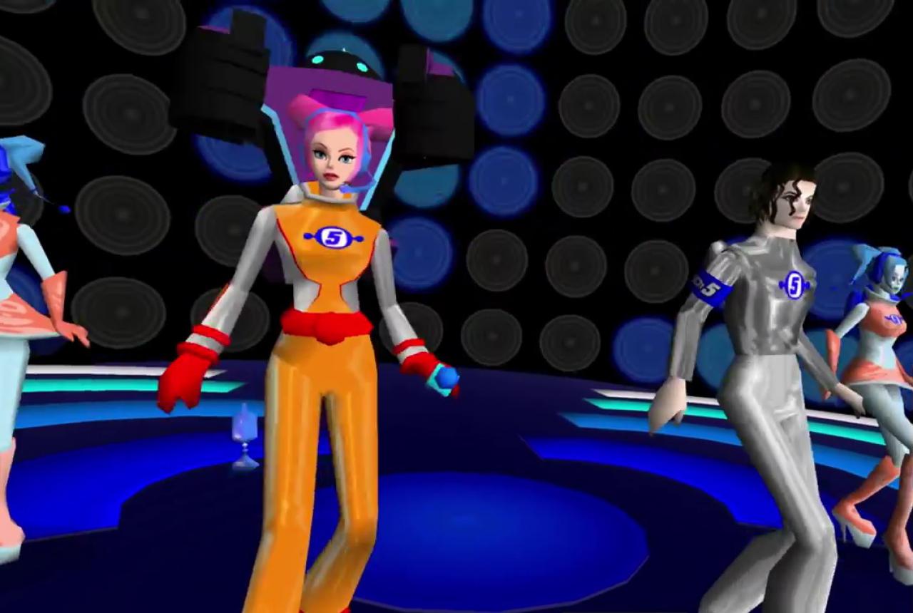 [14/01/2016] Funky: Im Musikspiel Space Channel 5 und dessen Nachfolger Space Channel 5 Part 2 kämpft Heldin Ulala zusammen mit Space Michael (Jackson) gegen böse Aliens.