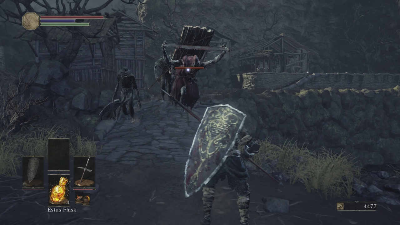 [29/02/2016] Bitte nicht mit der Säge rennen: Vor allem im zweiten großen Areal des Spiels, einem heruntergekommen Dorf, sind die Einflüsse von Bloodborne zu erkennen.
