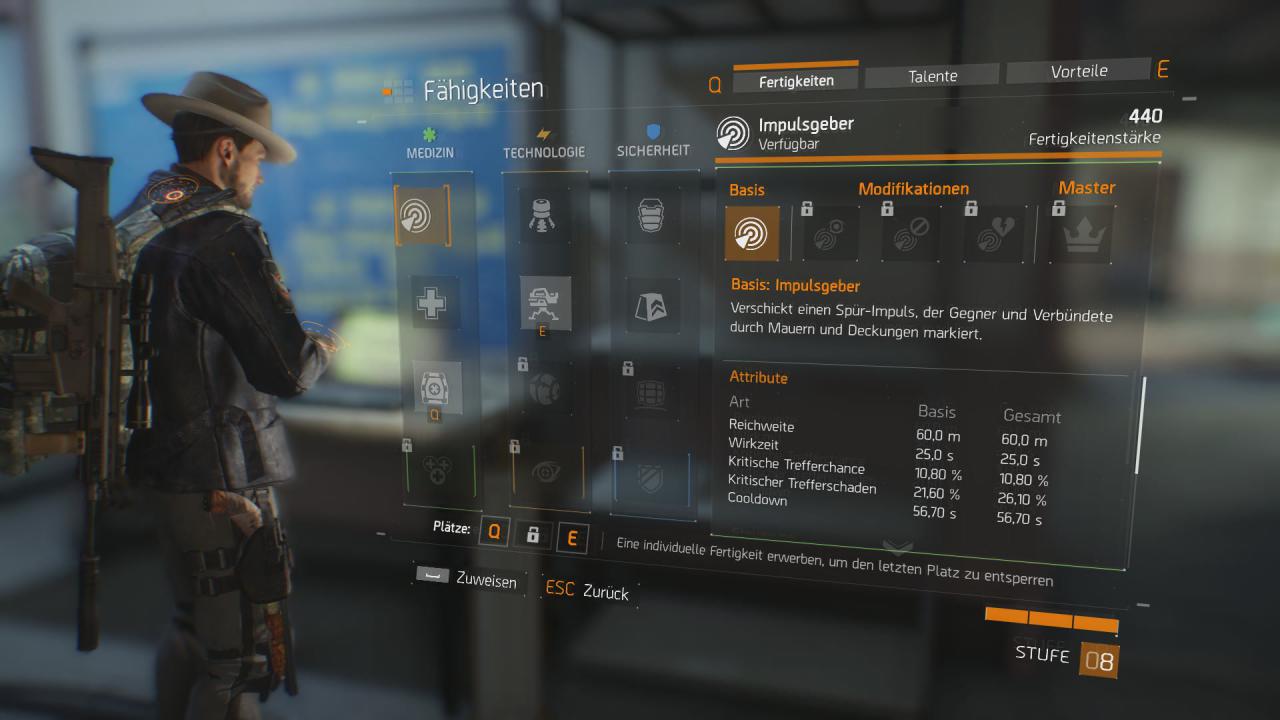 [08/03/2016] Alle Fertigkeiten von The Division im Überblick.