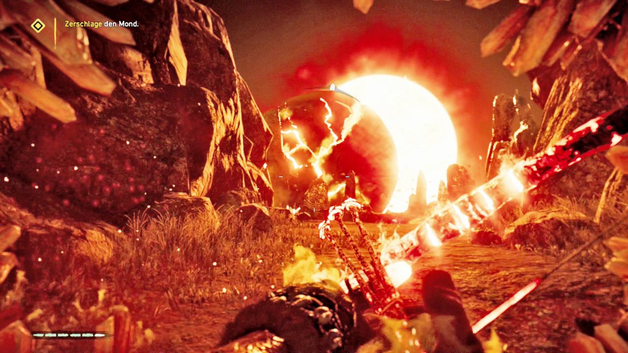 [28/04/2016] Was der F..k!? In dieser Traummission müssen wir den Mond mit einem Dreipfeil-Geschoss zerschlagen - zu Risiken und Nebenwirkungen fragen Sie Ihren Schamanen. (PS4)