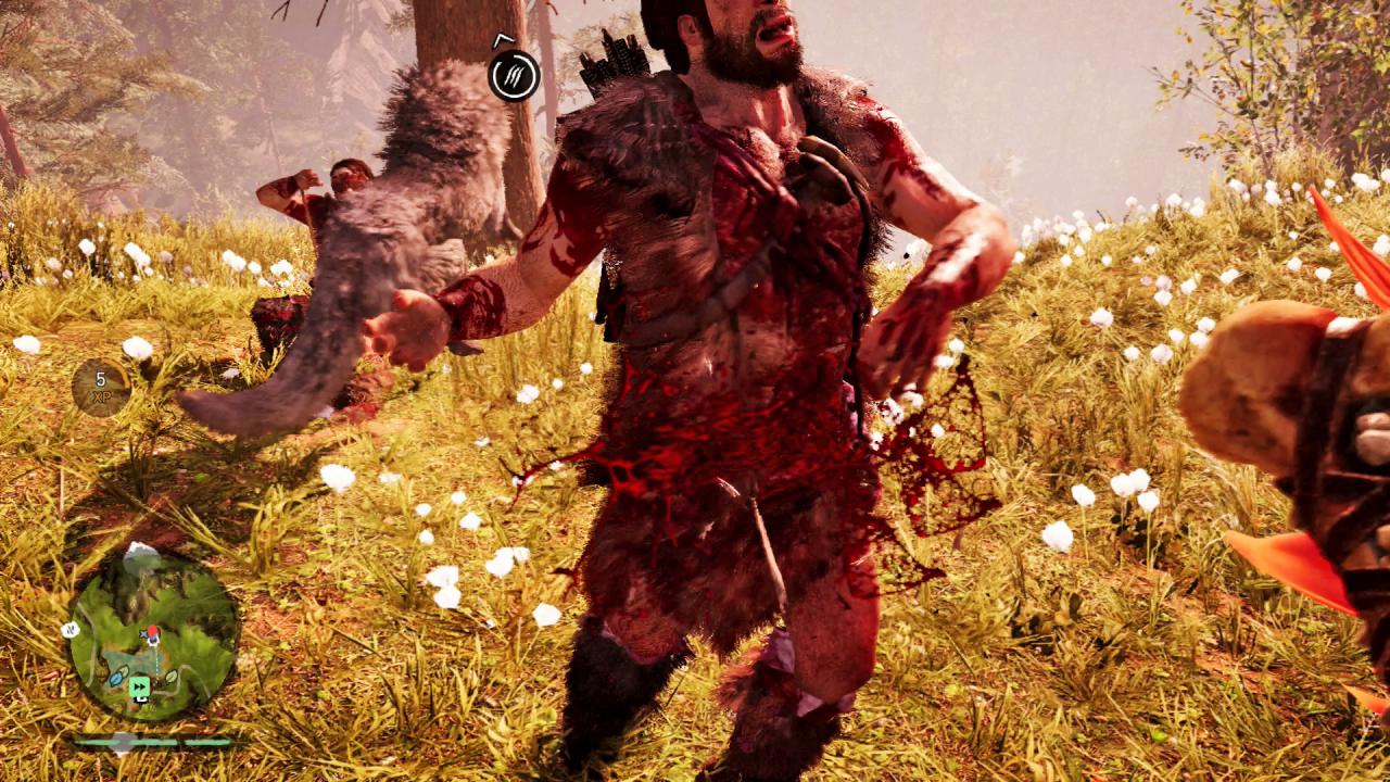 [28/04/2016] Arbeitsteilung: Während wir dem Udam einen vor den Latz hauen, erledigt unser gezähmter Wolf den Rest. (Xbox One)