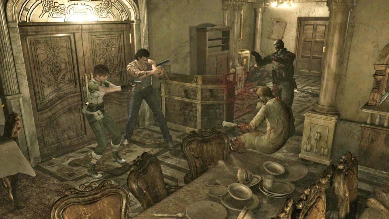 [04/04/2016] Fairer Kampf: Zwei Zombies gegen zwei Menschen - in Resident Evil Zero ist man zusammen mit Sträfling Billy unterwegs, der beim Kämpfen hilft. (PS4)