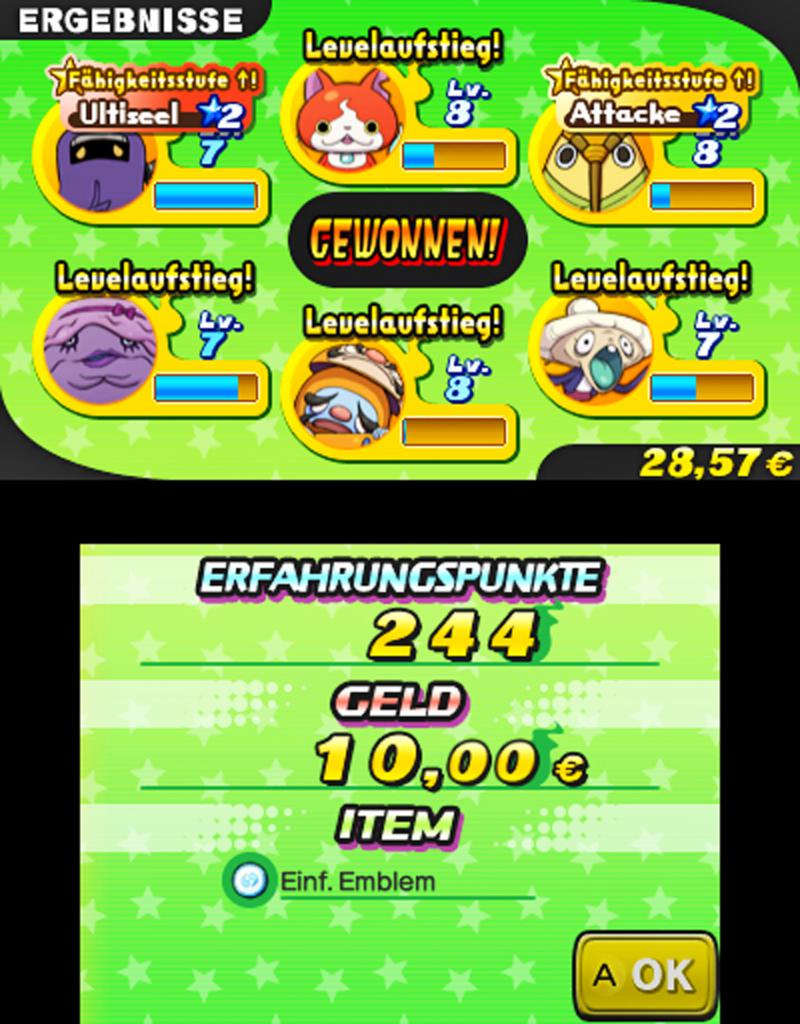 [21/04/2016] Für besiegte Yo-kai - egal ob sie danach eurem Team beitreten oder nicht - erhalten alle Kumpanen Erfahrungspunkte.
