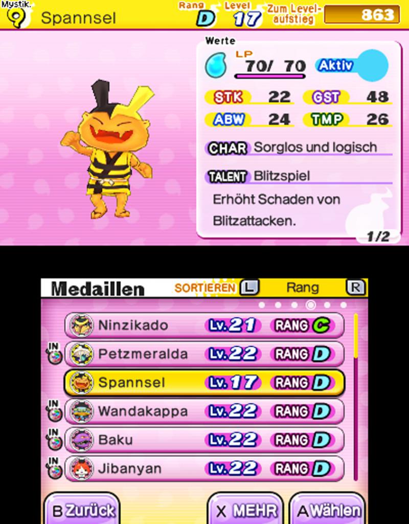 [21/04/2016] Bei den Au-kai könnt ihr eure Medaillen, also eure befreundeten Yo-kai, einsehen und in euer Team aufnehmen.