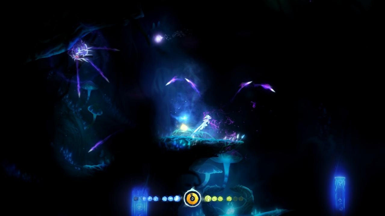 Ein Teil der neuen Levels ist in Dunkelheit gehüllt, nur gegnerische Geschosse erhellen die Umgebung.
