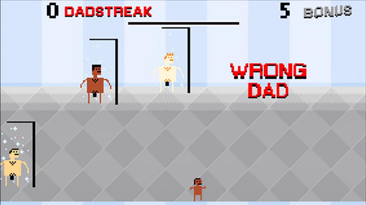 [03/05/2016] Falscher Vater: Duscht man mit dem falschen Dad, gibt es Punkteabzug und irgendwann ereilt einen der Game-Over-Bildschirm. (PC)