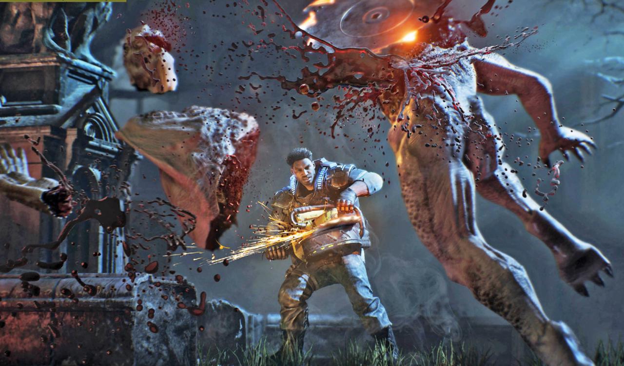 [25/05/2016] Brutal: Die Buzzkill-Waffe verschießt Sägeblätter, die von den Monstern nicht mehr viel übrig lassen. (Xbox One)