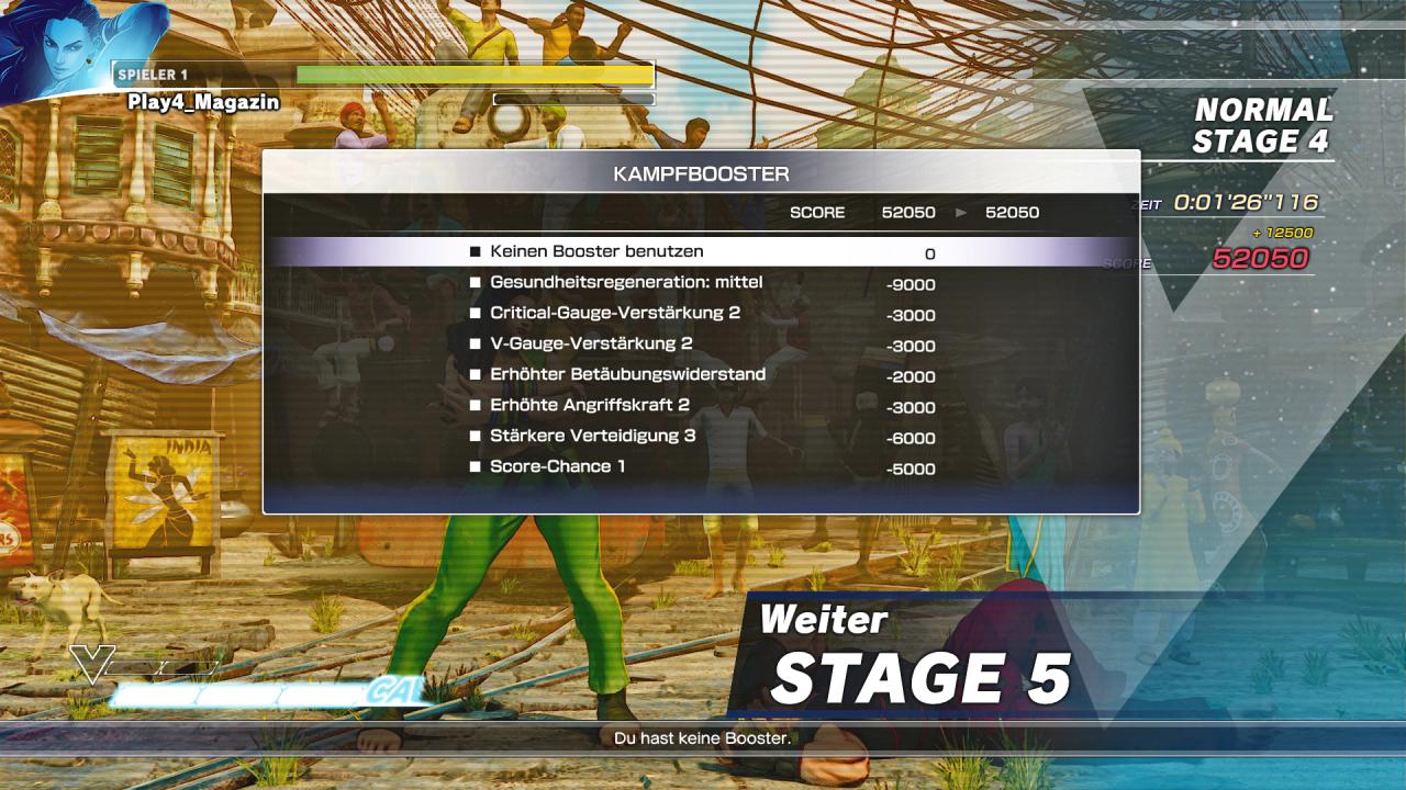[12/05/2016] Überleben: Nach dem Abschluss einer Stage des Survival-Modus ersteht man diverse Booster, die in der nächsten Runde Vorteile bringen. (PS4)