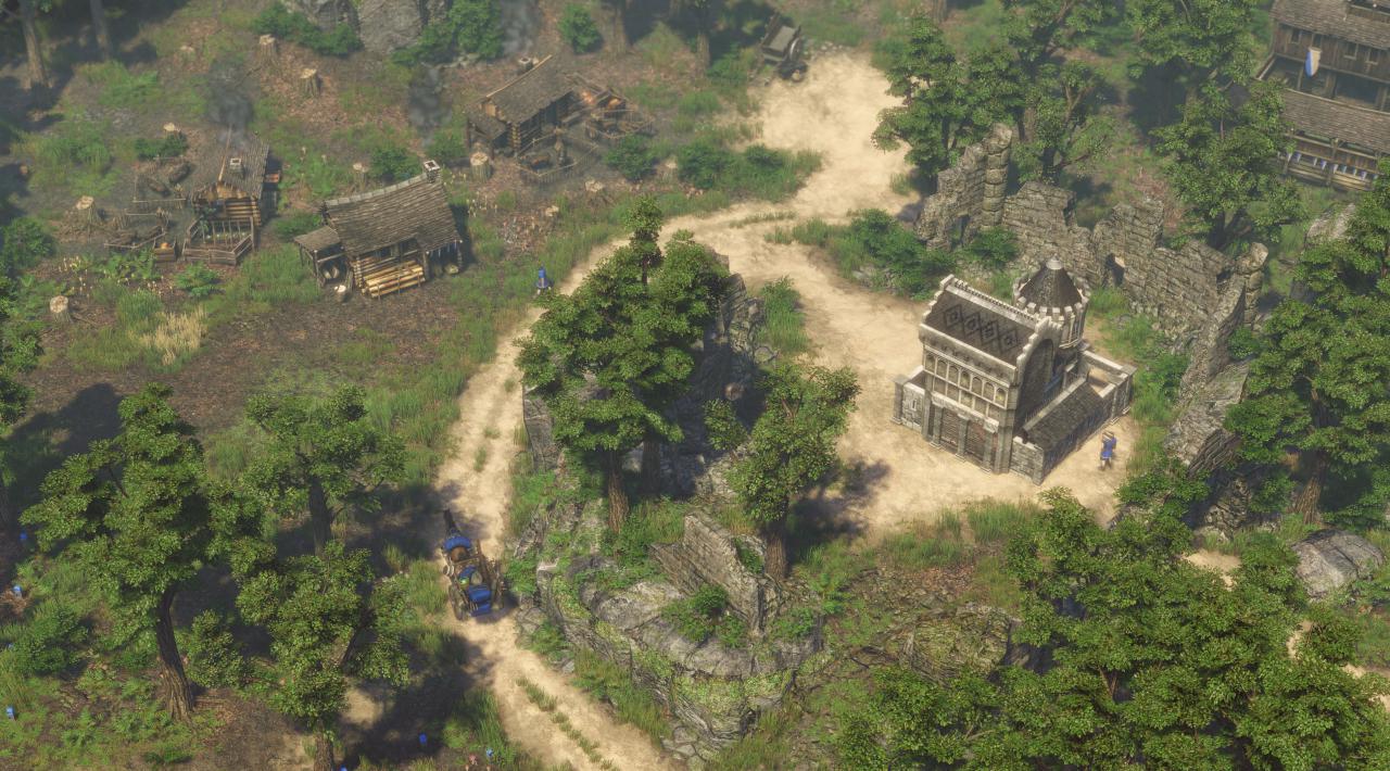 Mithilfe von automatisch generierten Karren transportiert ihr Rohstoffe zwischen euren Sektoren.