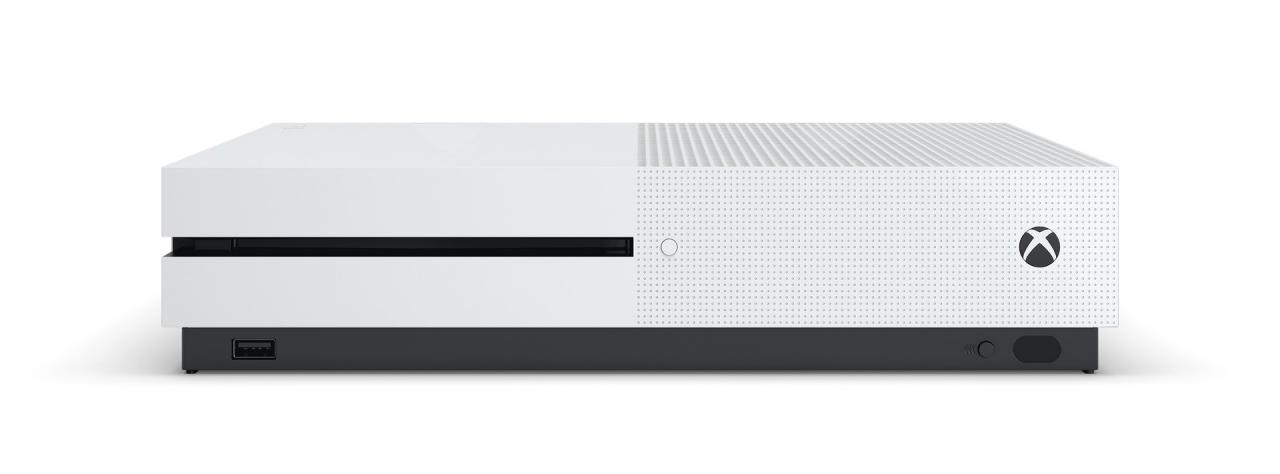 [13/06/2016] Das ist die neue Xbox One S. Im Vergleich zur Originalkonsole ist das Slim-Modell um 40 Prozent kleiner.