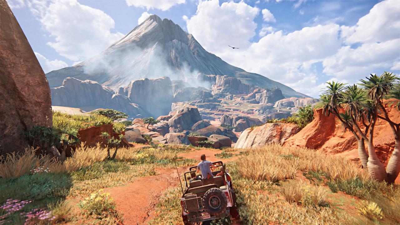 [17/06/2016] Die weite Welt: Der Abschnitt in Madagaskar gehört zu den größen und weitesten im Spiel. Unser Ziel: der Vulkan am Horizont. Na dann, geben wir mal Gas! (PS4)
