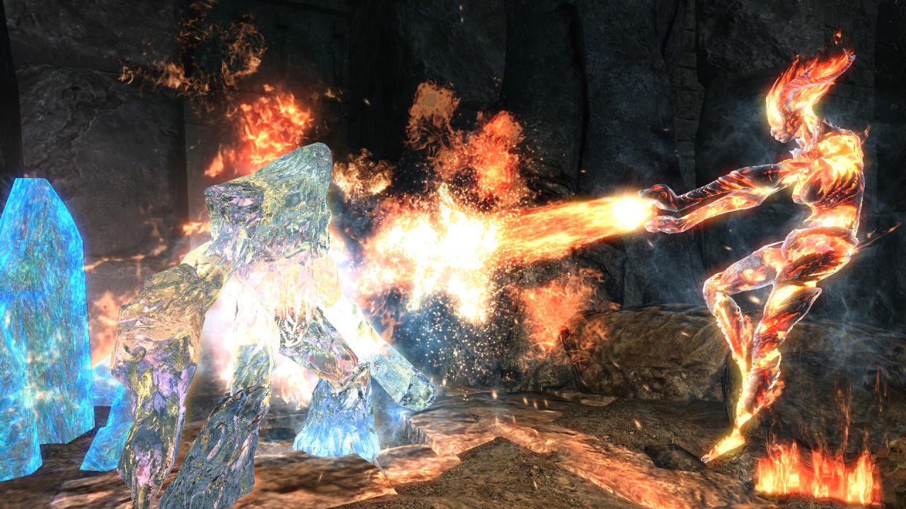 Feuer und Eis mögen sich nicht, das gilt auch für die entsprechenden Elementare im Spiel.