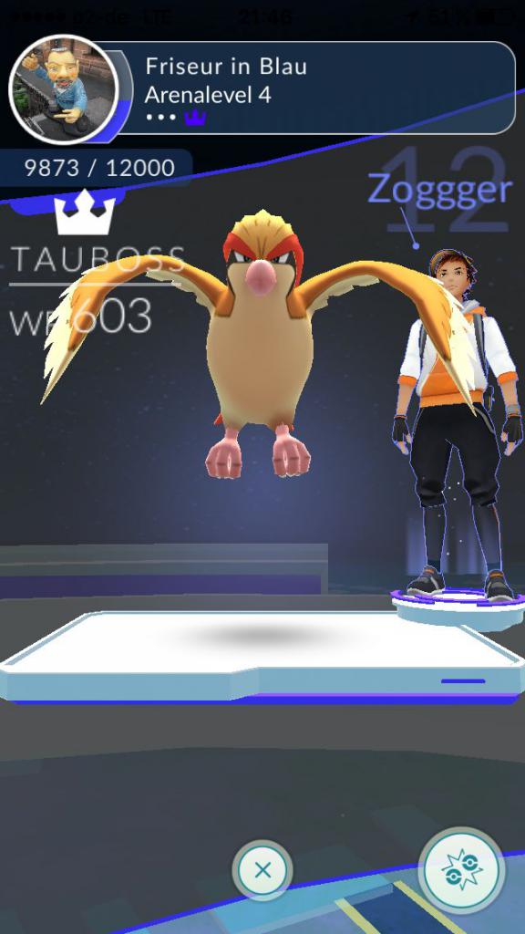 [12/07/2016] Der Bildschirm einer gegnerischen Arena in Pokémon Go