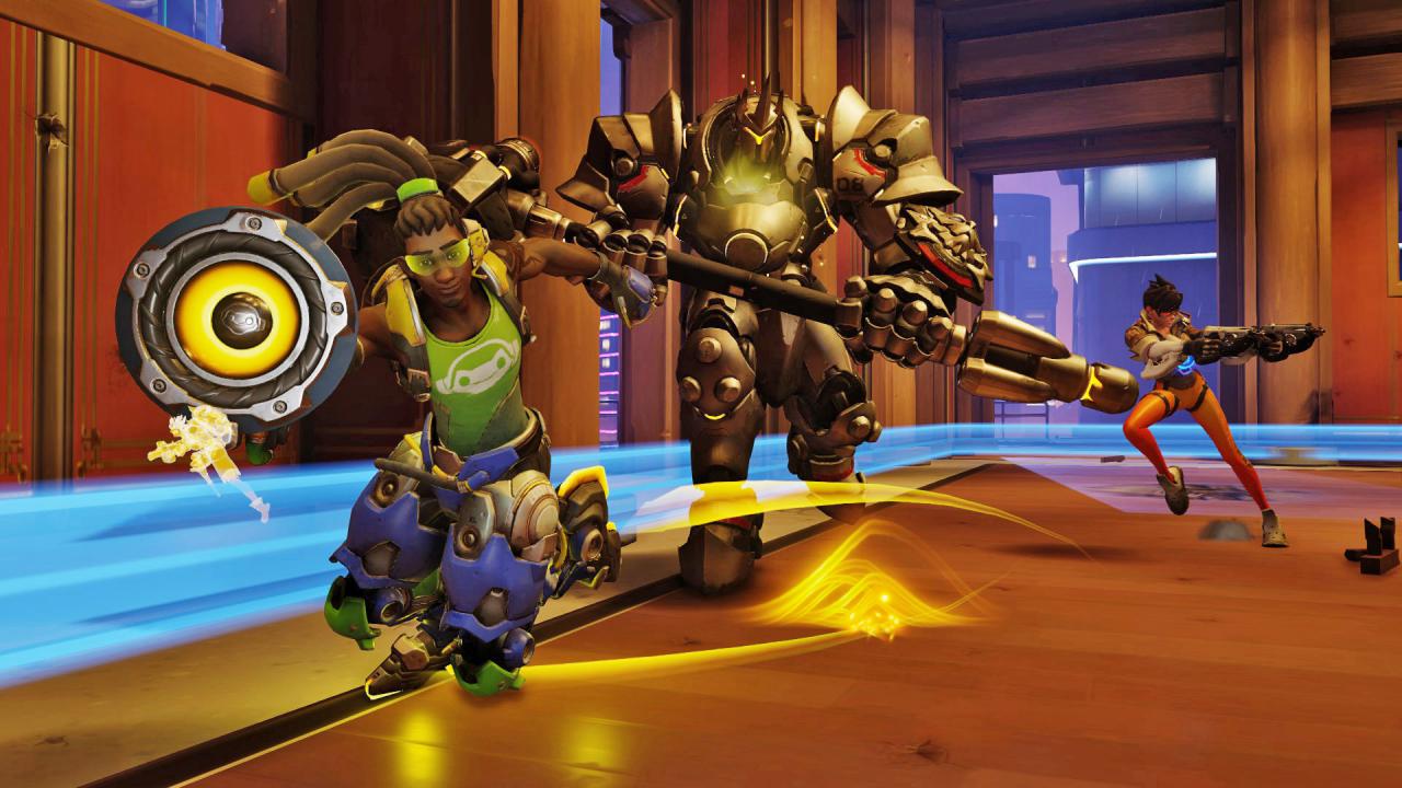 Overwatch: Lucio, Reinhardt und Tracer.