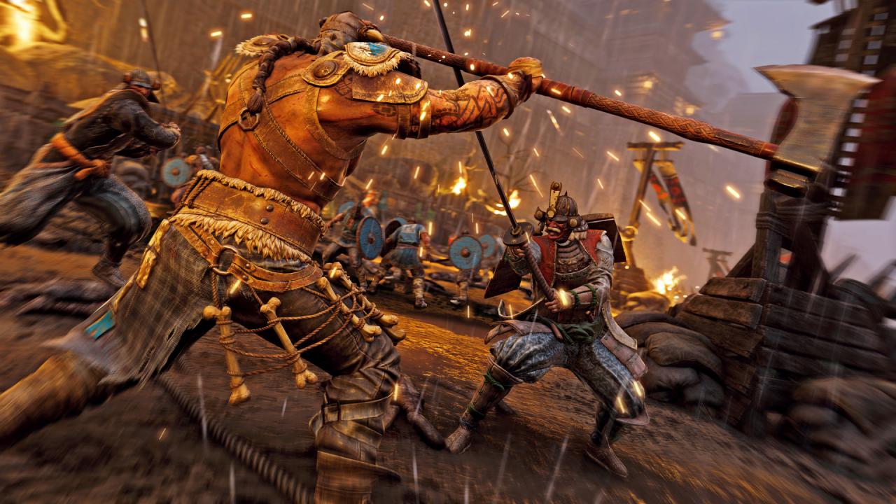 [08/09/2016] Groß und böse: Die Wikinger unterscheiden sich nicht nur optisch stark von den Samurai. Mit ihren Zweihandäxten richten die Nordmänner besonders viel Schaden an. (PS4)