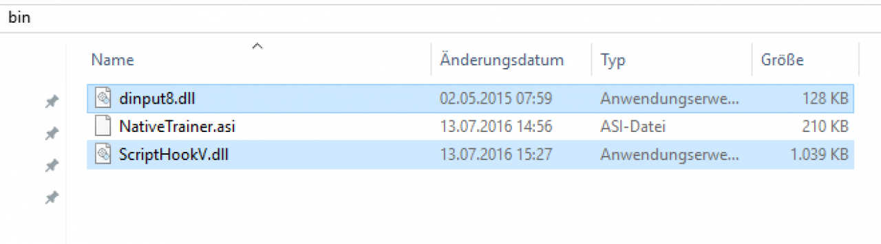 Die beiden markierten Script-Hook-Dateien kopiert ihr in euer GTA5-Verzeichnis.
