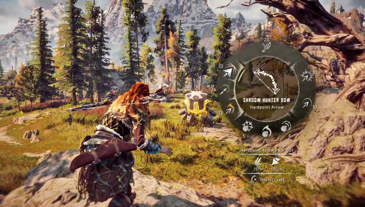 [08/09/2016] Aloys Kampfarsenal: Das Waffenrad bietet auch die Möglichkeit, Munition herzustellen. Tränke und Waffen-Upgrades craftet ihr über das Spielmenü. (PS4)