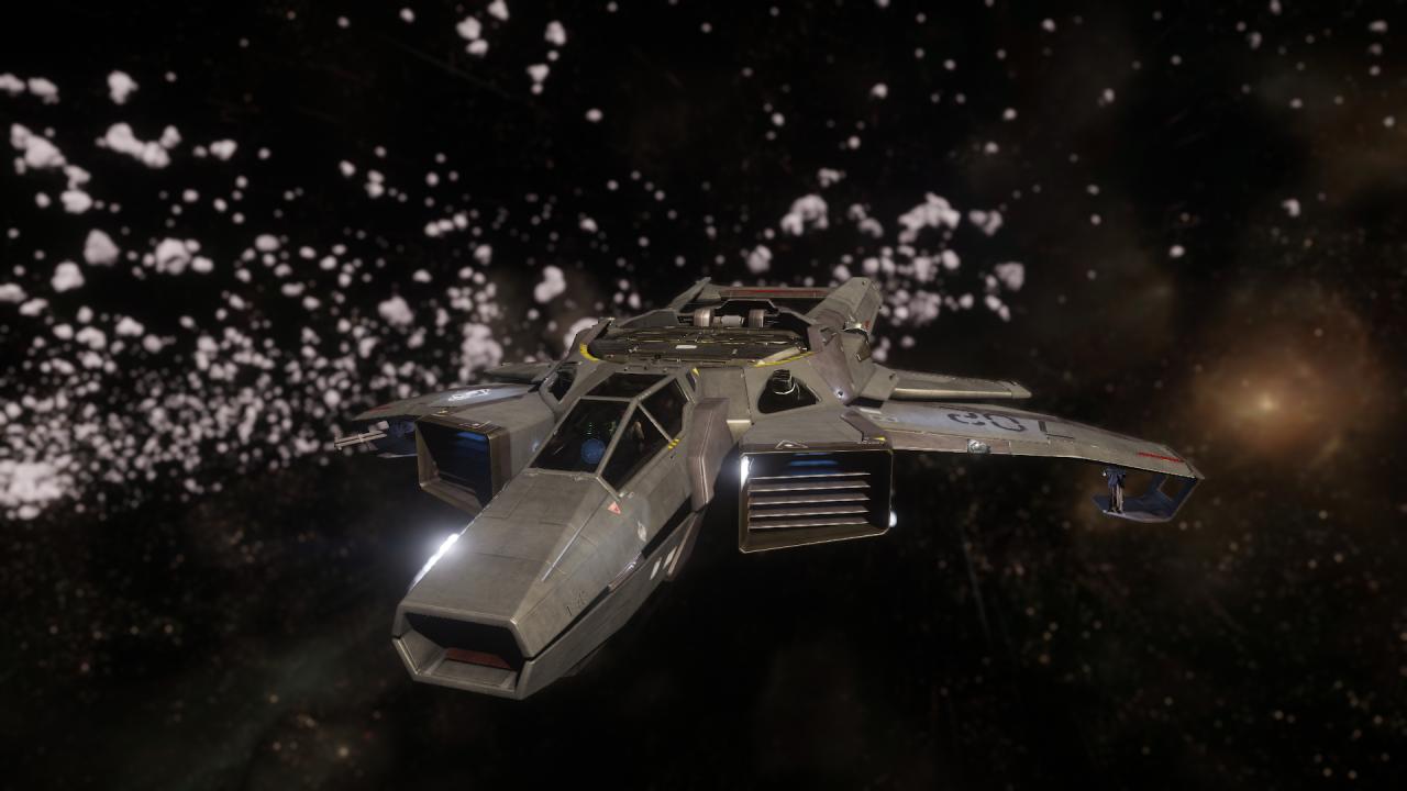 Mit unserer Hornet suchen wir im Asteroidenfeld nach der versteckten Piratenbasis.