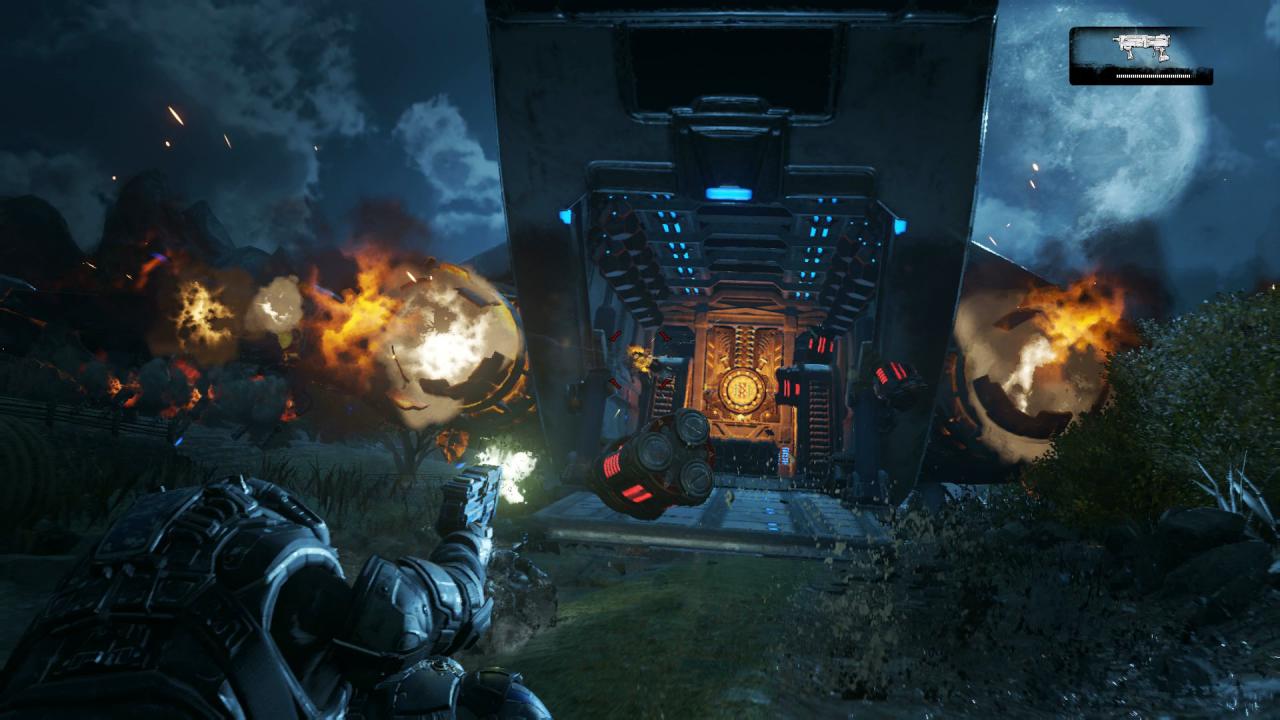[07/10/2016] Der spektakulär inszenierte Motorrad-Abschnitt gehört zu den absoluten Highlights von Gears of War 4. (Xbox One)