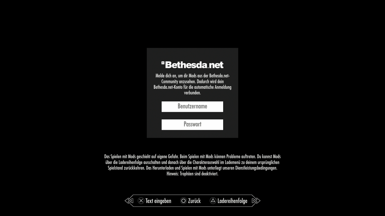 [28/10/2016] Um Mods zu nutzen, ist ein Account bei Bethesda.net Pflicht. Der Publisher warnt vor möglichen Folgen bei der Nutzung von Modifikationen. Ärgerlich: Trophäen werden unabhängig von der Mod-Kategorie deaktiviert.