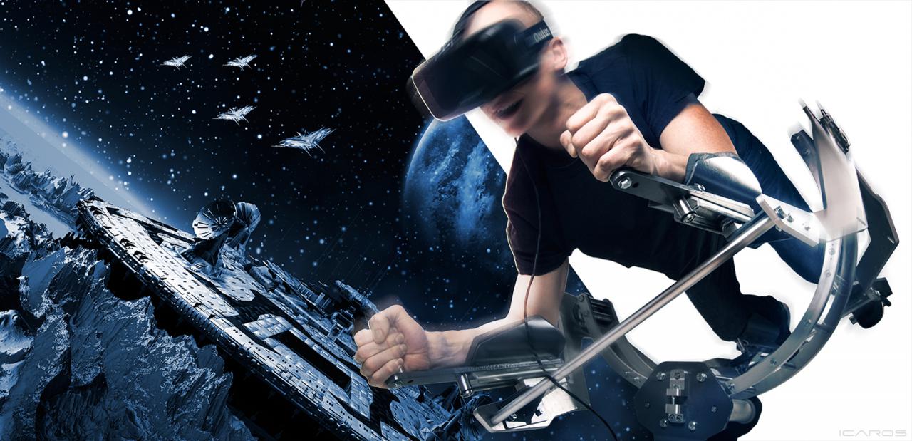 [14/10/2016] Fantastische Illusion: Icaros ist eine Apparatur, mit der man, in Verbindung mit Samsung Gear VR, durch den Weltraum und andere Szenerien fliegen kann. Ein Menschheitstraum wird wahr!