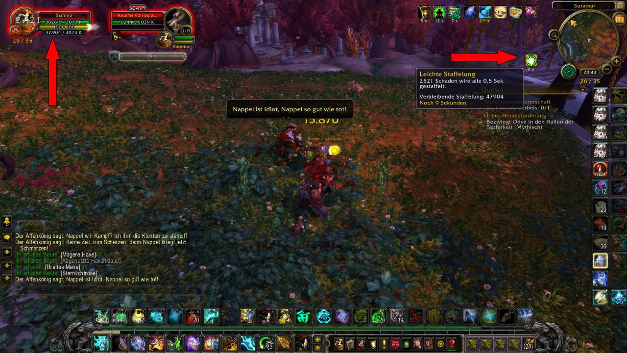 WoW Legion: Anzeige des Staffelschadens im Interface des Braumeister-Mönchs