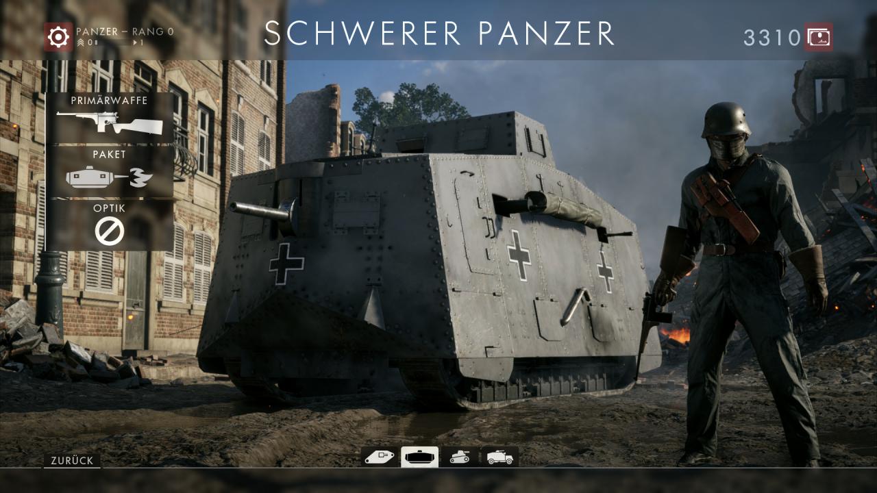 [17/11/2016] Battlefield 1: Brandgefährlich mit vier bis fünf Mann Besatzung und Flammenwerfer-Upgrade: Der schwere Panzer.