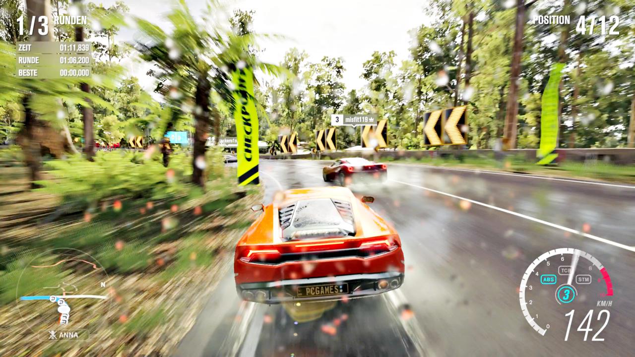 [11/11/2016] Regenwald: Die Wettereffekte sind erstklassig. Auf diesem Bild ist auch deutlich zu sehen, dass Playground Games einen Unschärfeeffekt am Bildrand verwendet. (Xbox One)