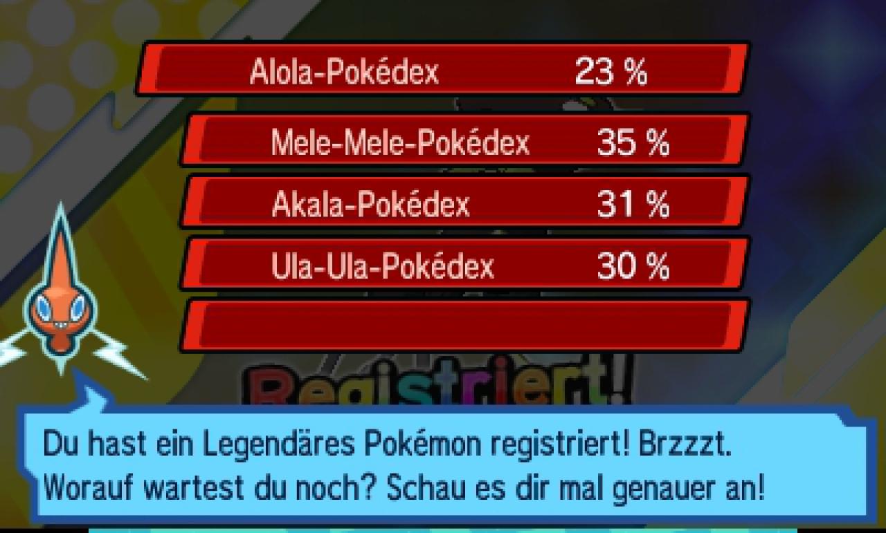[24/11/2016] Der Pokédex zeigt euch nicht nur die Einträge eures frisch gefangenen Tierchens an sondern auch die Komplettierung in Prozent.