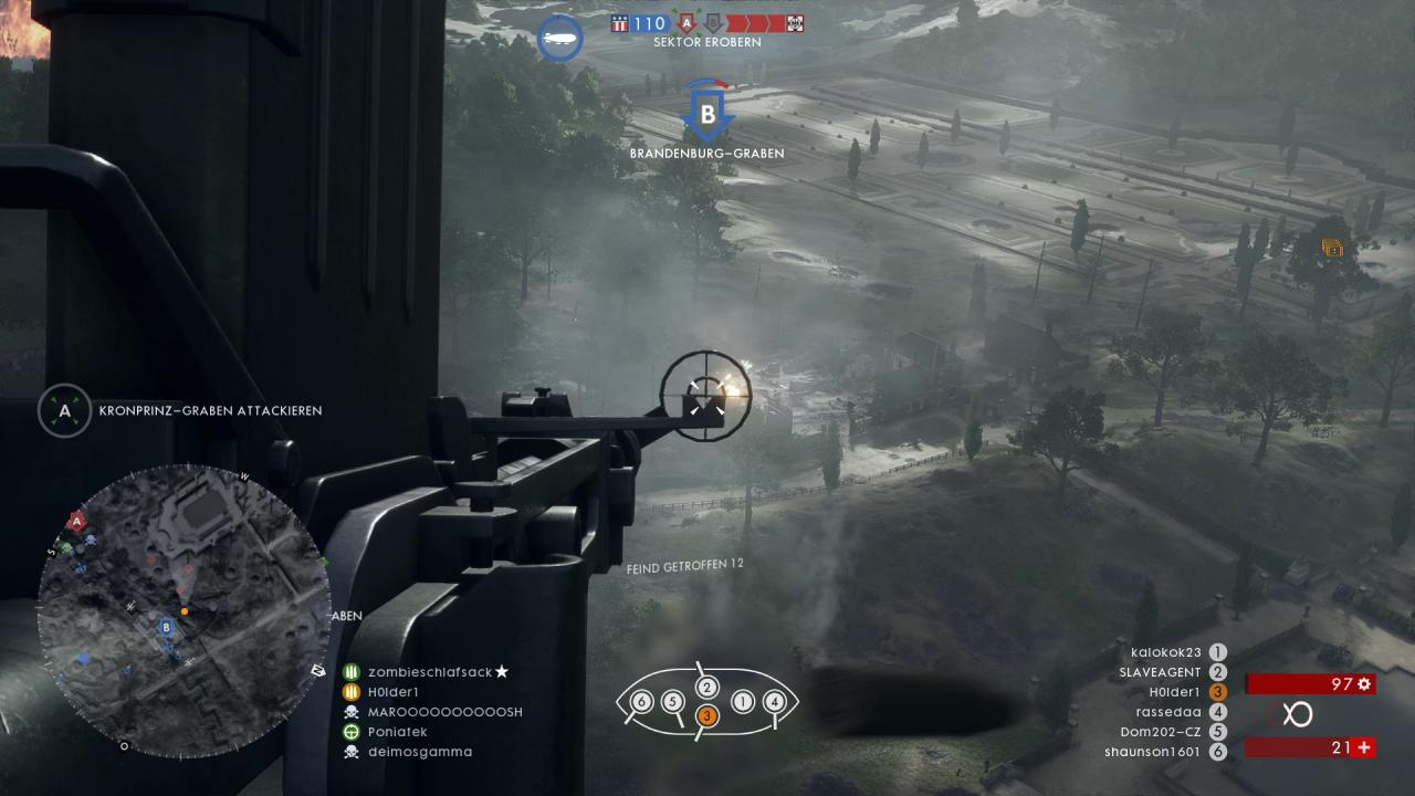 [21/11/2016] Battlefield 1: Bordschützen des Zeppelins müssen sich vor allem um Infanterie kümmern, die ihnen gefährlich werden kann: Späher, Sturmsoldaten und Flakbesatzung.