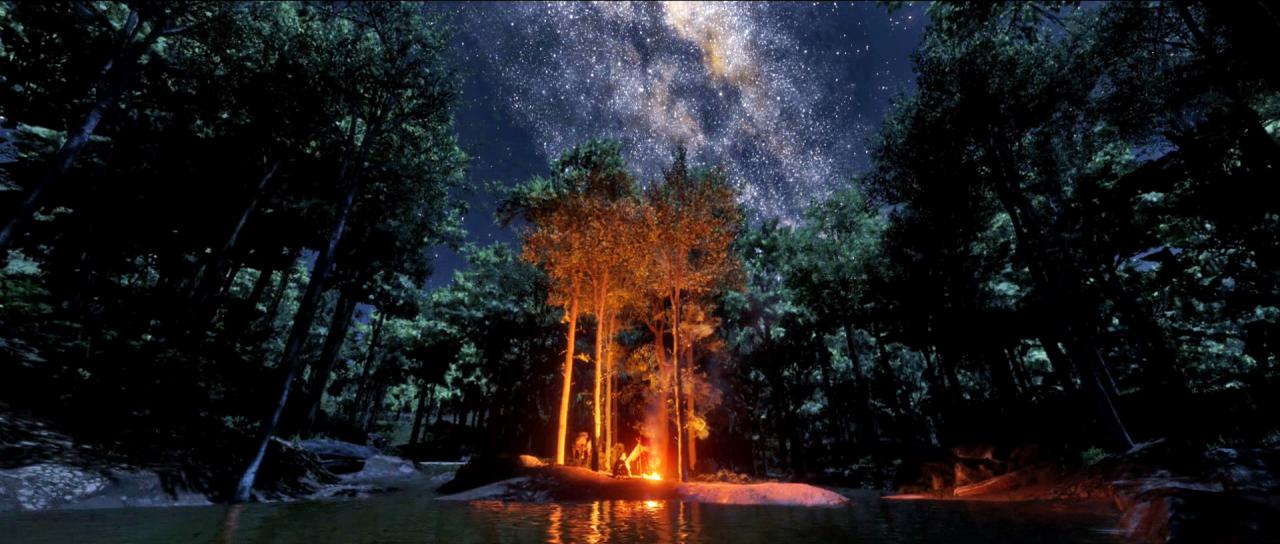 [19/12/2016] Sternenhimmel: Im Vorgänger dienten Lagerfeuer als Speicherpunkte. Hier dient ein Feuer als Paradebeispiel für das herausragende Lightsourcing der RAGE-Engine. Achtet mal auf die Sterne am Himmel - traumhaft! (PS4)
