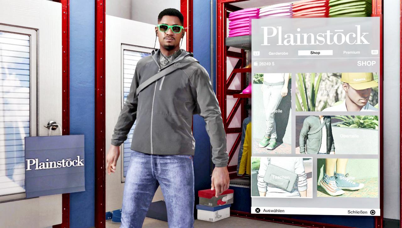 [09/01/2017] Shopping: Die Klamottenauswahl ist groß - aber Marcus sieht irgendwie immer wie ein Hipster aus, egal, was er trägt. (PS4)