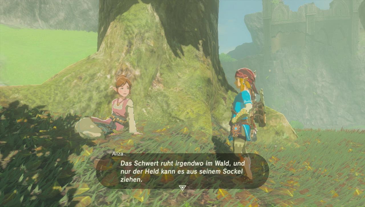 Link spricht mit Eliza in Breath of the Wild.