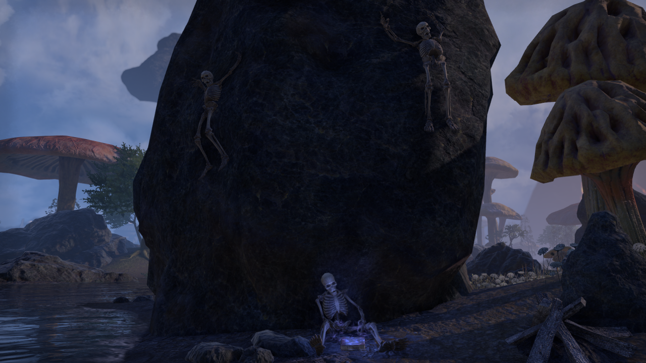 Vvardenfell bietet abseits der Hauptwege viel zu entdecken, mitunter auch solche kuriosen Szenen.