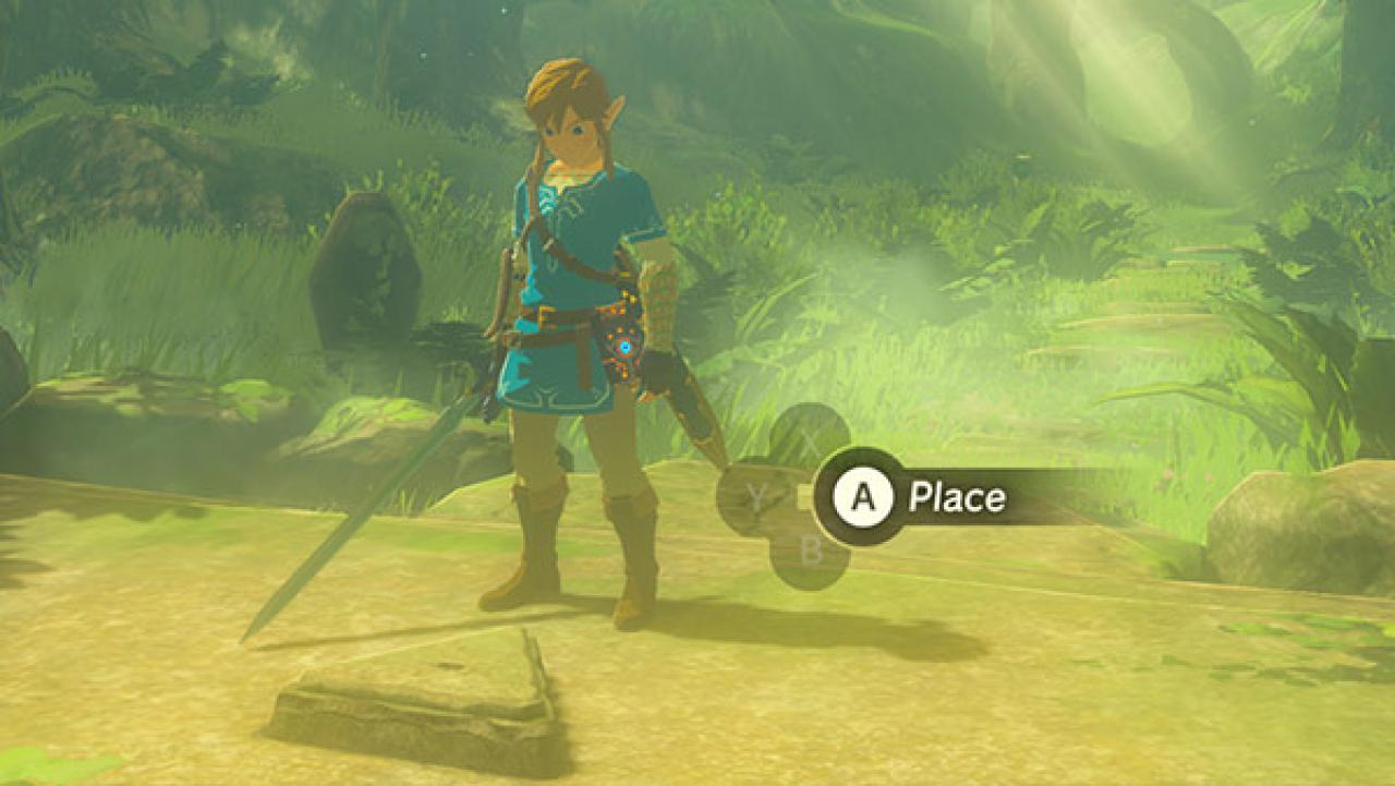 Link im Krog-Wald vor dem Master-Schwert-Felsen.