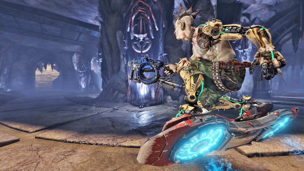 [21/06/2017] Anarki: Der bereits aus Quake Live bekannte Held ist auch in Champions eine der spielbaren Figuren. Seine Stärke ist die Geschwindigkeit, dafür steckt er deutlich weniger Schüsse ein.