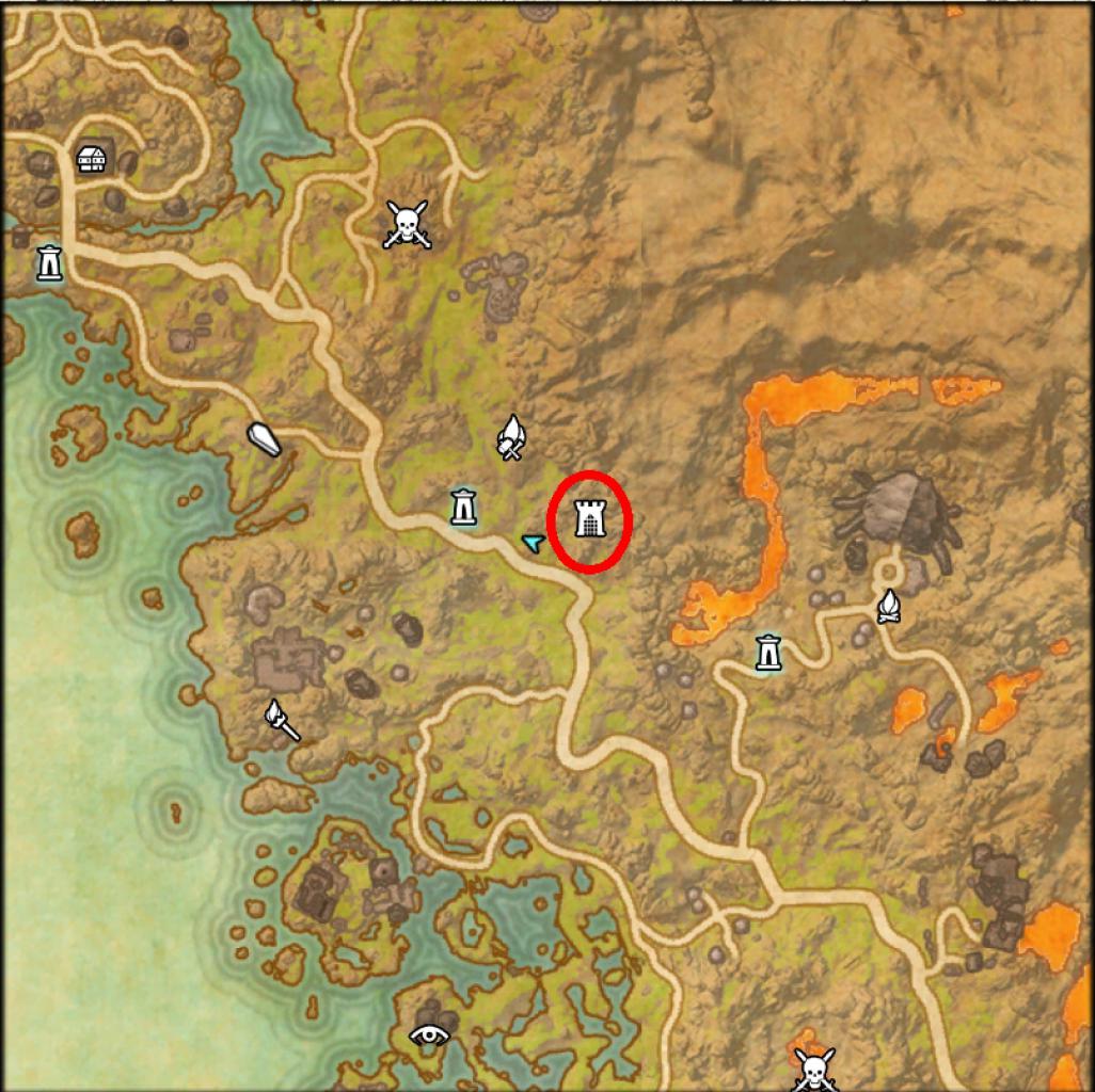 [22/06/2017] TESO: Morrowind - Die Schlachtfelder von Vvardenfell werden mit diesem Turm-Symbol auf der Karte dargestellt.