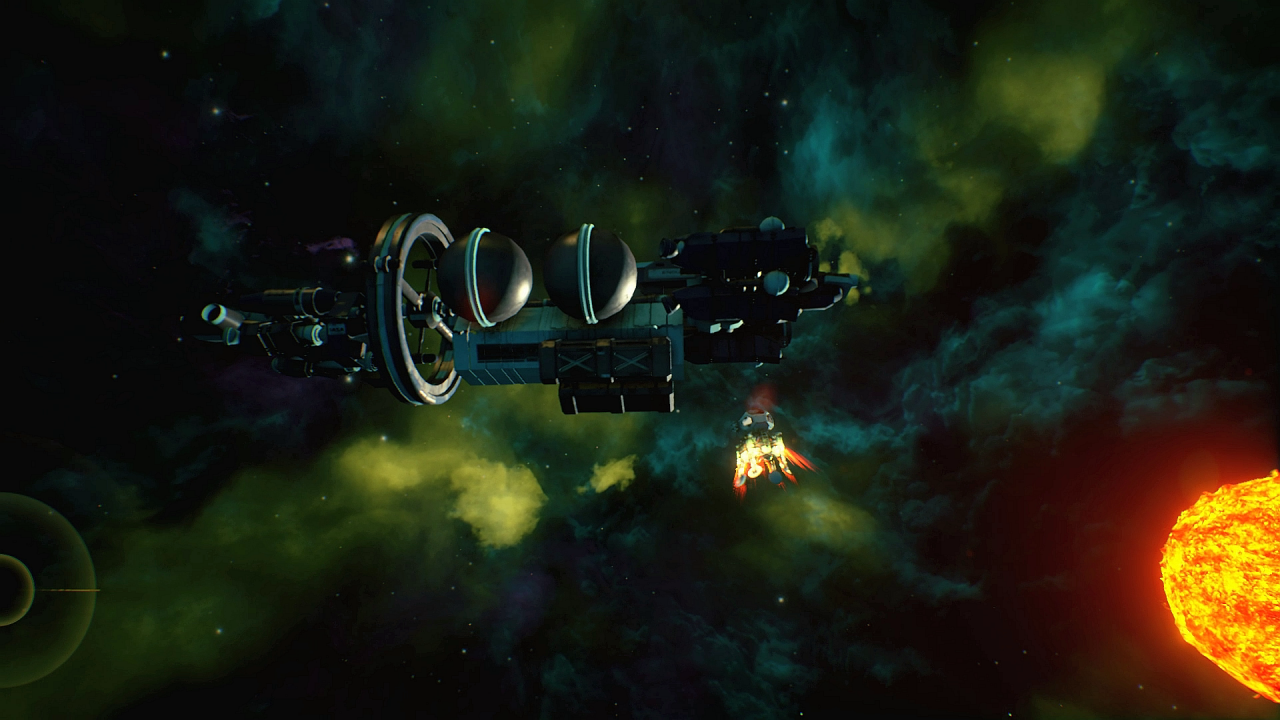 Schicke Nahansichten eures Schiffes gibt es nur in kurzen Cutscenes, etwa wenn euer Lander an- oder abdockt.