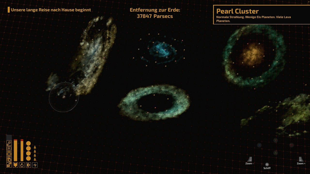 Die Galaxiekarte ist nüchtern gehalten und es gibt keine Legende.