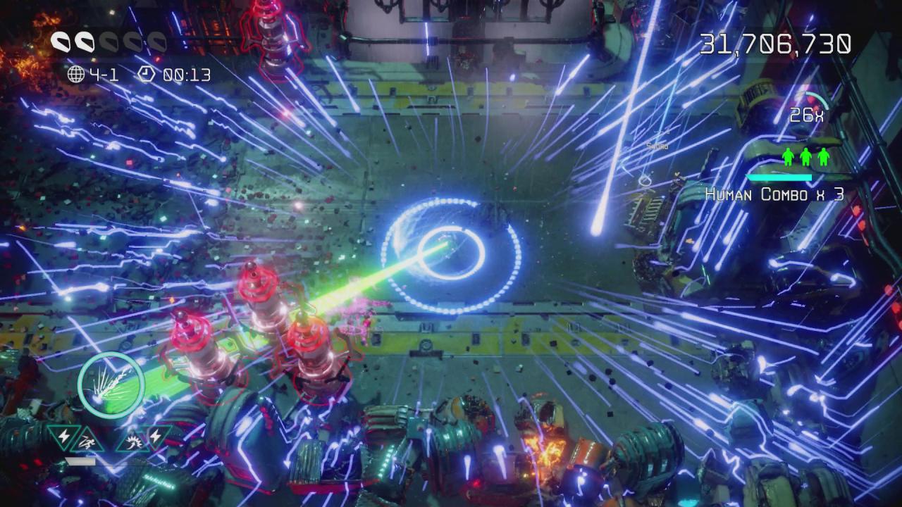 [12/07/2017] Schick, aber nicht immer praktisch: Im Blitzlichtgewitter von Nex Machina geht die Übersicht schnell flöten.