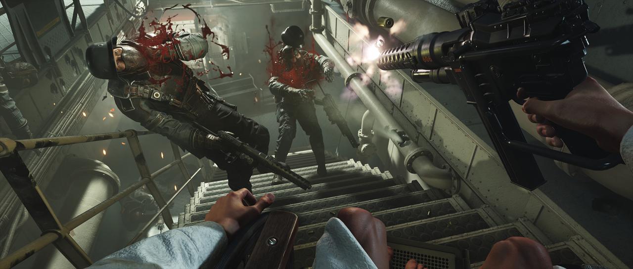 Zu Beginn des Shooters seid ihr an den Rollstuhl gefesselt und müsst euch damit gegen Regime-Truppen zur Wehr setzen.