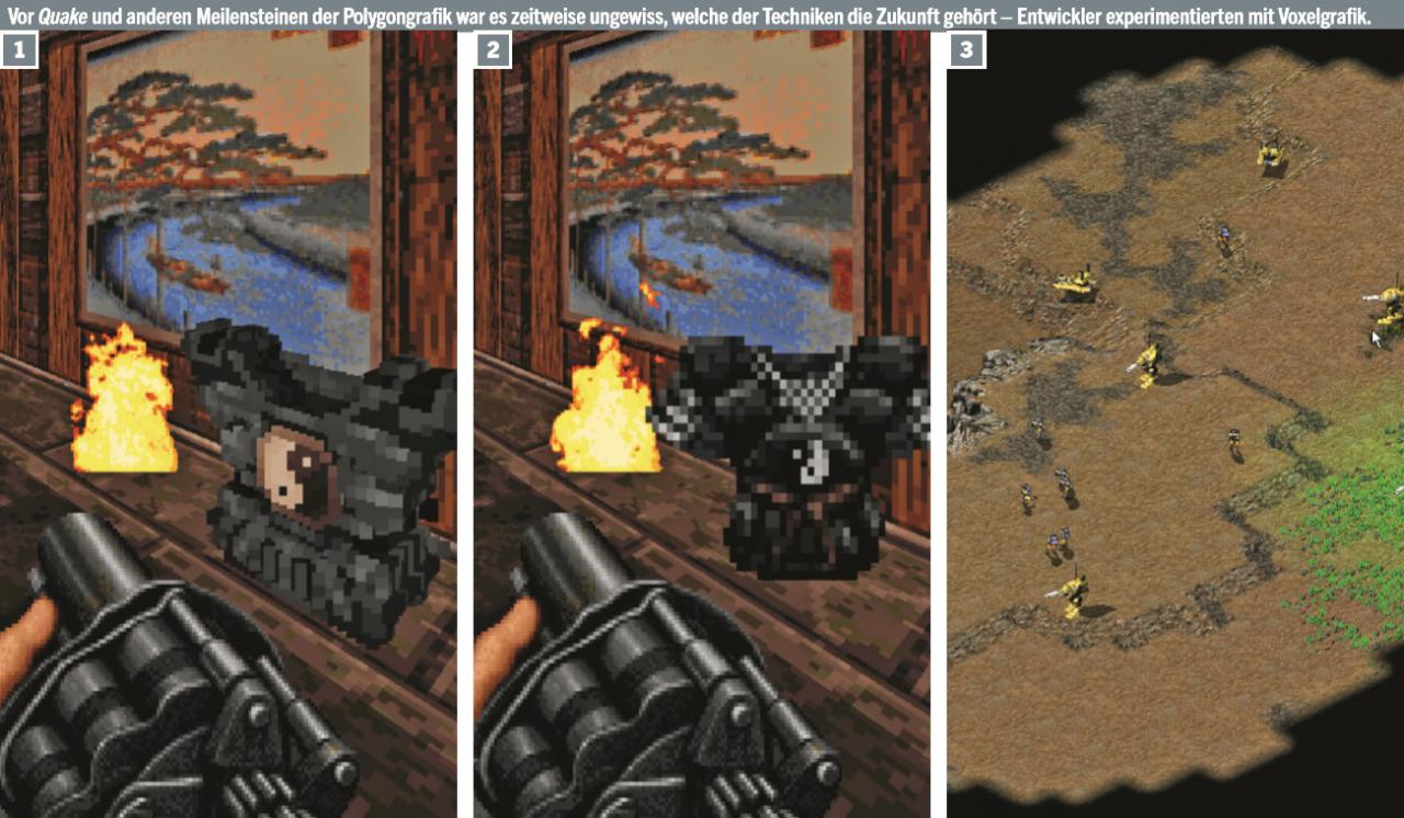 [11/08/2017] Vor Quake und anderen Meilensteinen der Polygongrafik war es zeitweise ungewiss, welche der Techniken die Zukunft gehört - Entwickler experimentierten mit Voxelgrafik.
