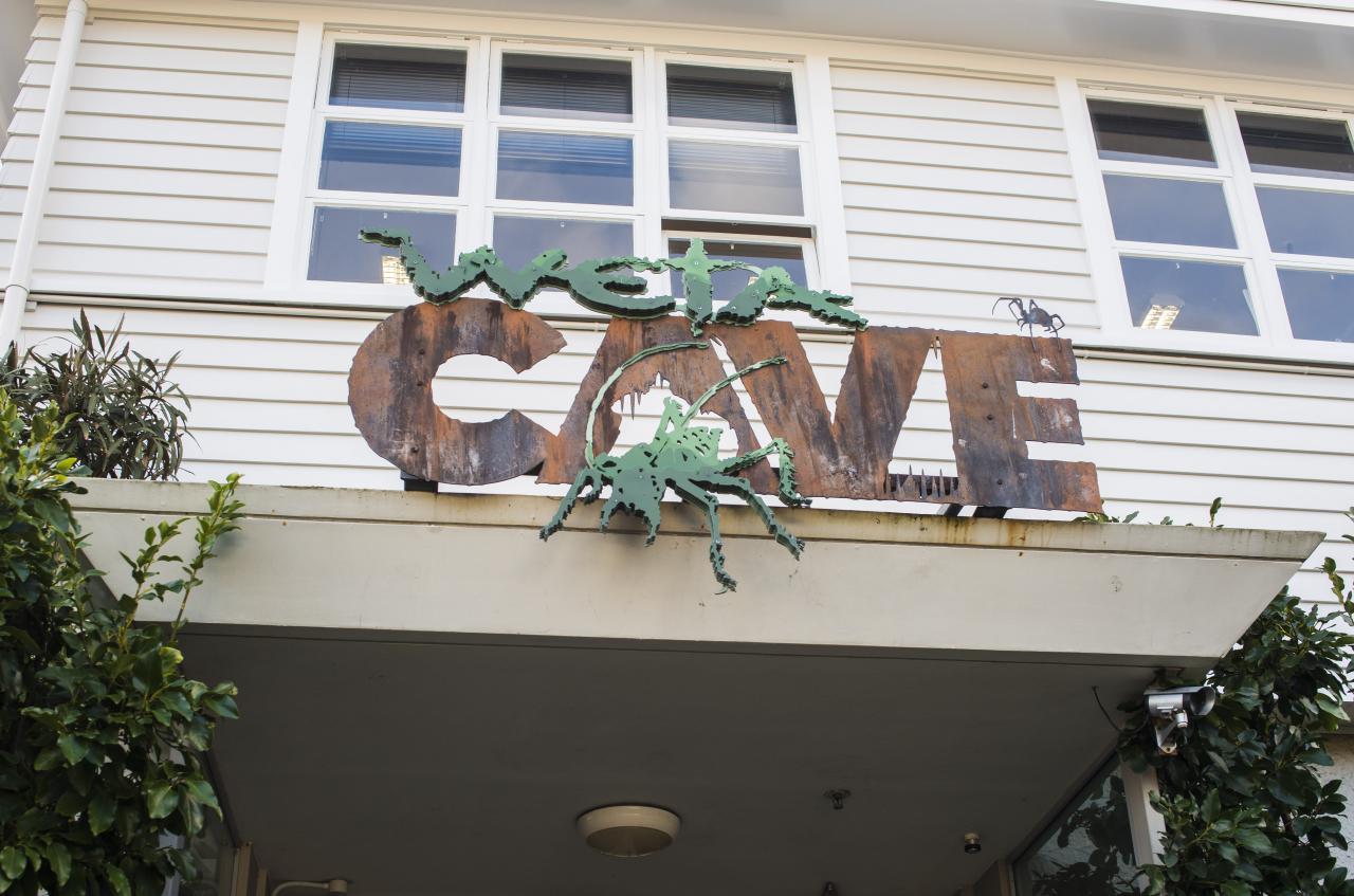 [03/08/2017] Der Eingang zur Weta Cave. Wen das Insekt wundert: Der Workshop wurde nach der gleichnamigen Heuschrecken-Familie benannt. Wieder was gelernt.